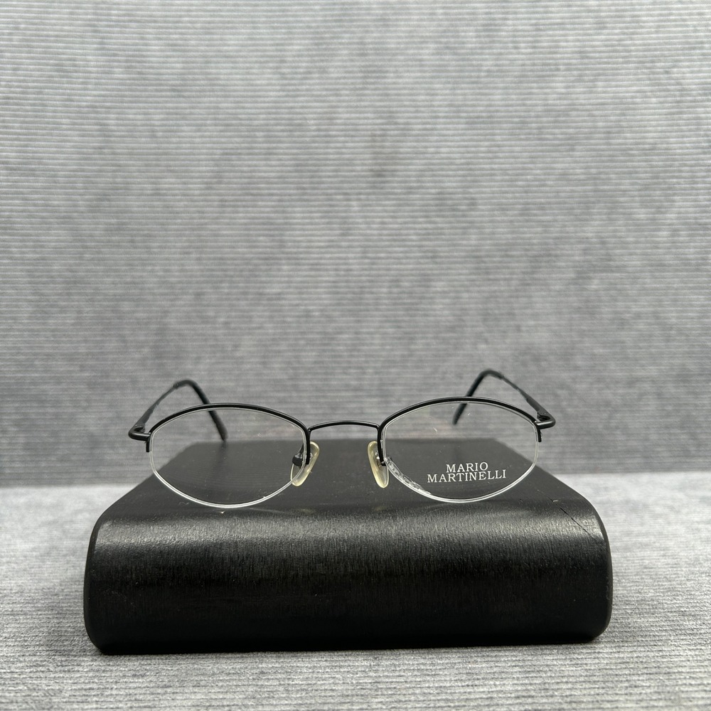 Mario Martinelli Discovery Black Semi Rimless Oval Y2k Eyeglass Frames 46-19 M